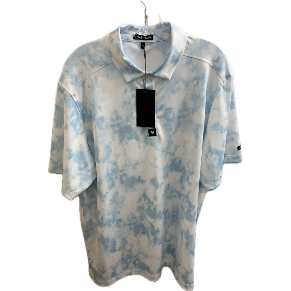 Bad Birdie Polo Shirt Mens Xxl White  Blue Golf Geometric Pique Day Dreamin